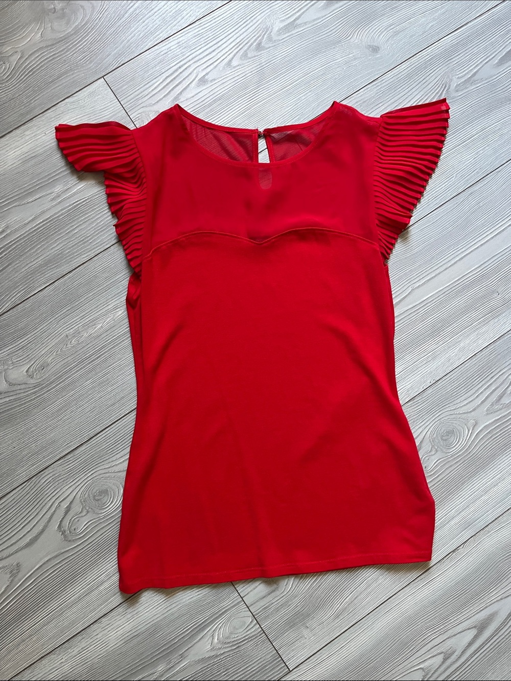 Red Flutter Sleeve Women's Top